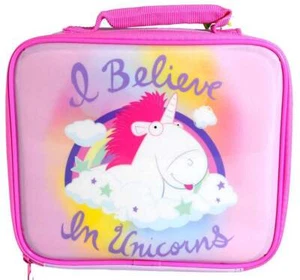 DESPICABLE ME MINIONS “ I BELIEVE IN UNICORNS” INSULATED LUNCH BAG~ PINK - Picture 1 of 1