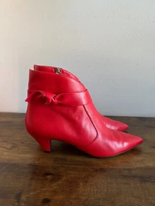 Tabitha Simmons Red Nixie 50 Leather Ankle Boots Size 39 1/2 Italy - Picture 1 of 21