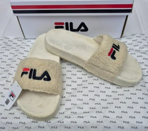 Fila Damen Fuzzy Drifter Pantolette Sandale cremefarben ─ marineblau ─ rot Größe 8, 9 neu mit Karton - Bild 1 von 7