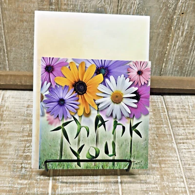 Tarjeta de felicitación Leanin Tree gracias tanto floral margaritas púrpura verde Foto 1 de 4