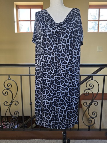 Abito Michael Kors S M donna grigio leopardo stampa animalier Neiman Nordstrom tubino