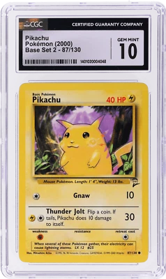2000 Pokemon Base Set 2 Pikachu #87 CGC 10 - Image 1 of 2
