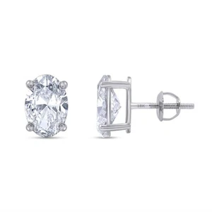 0.50 - 10.00 ct Lab Grown Diamond Oval Stud Earrings 18K Gold Screw Back - Picture 1 of 11