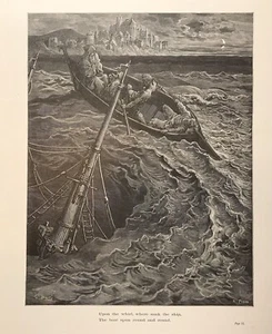 Antiker Seefahrer, Gustave Dore, 1884 Kupferstich antiker Kunstdruck Platte 31 - Bild 1 von 1