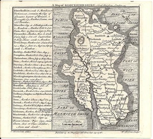 Antique map, Badeslade & Toms, 1742, Glocestershire . - Picture 1 of 1