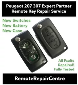 Servicio Reparación Reparación Peugeot 107 207 307 308 807 Mando a Distancia 2 Botones Llave Abatible - Imagen 1 de 1