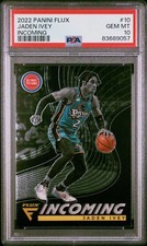 2022-23 Panini Flux Jaden Ivey Incoming #10 Detroit Pistons Rookie RC PSA 10 GEM