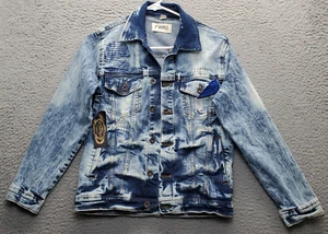 FWRD Trucker Jacket Youth 14/16 Multi Denim Long Sleeve Collared Button Front - Picture 1 of 12