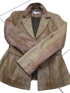 SIGUIENTE CHAQUETA BLAZER CUERO 8 real hippy años 60 70 retro desgastado suave - Imagen 1 de 13