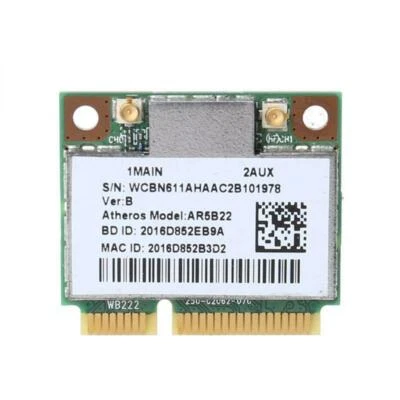 Carte sans fil AR9462 AR5B22 WB222 demi-mini PCIe 300 Mbps Bluetooth4.0 WLAN Wifi - Photo 1/4