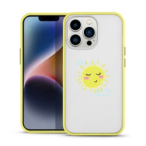 For iPhone 14 Pro Max Translucent Design Yellow TPU + PC Bumper Case - Cute Sun - Picture 1 of 5
