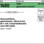 Spannschloss DIN 1480 offen m.2Anschweißenden SP-AE M 20 Stahl galvanisch ver...