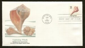 1985 Boston Massachusetts - Lightning Whelk Seashell Fleetwood Tom Bjarnason FDC
