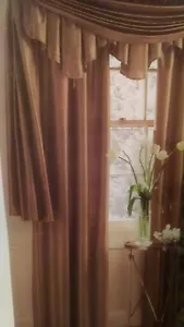 JCPenney Home 100% Silk Copper Brown Drape Curtain Panel Lined 41" x 95" - NEW - Picture 1 of 2