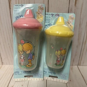 Precious Moments Luv N Care No Spill Sippy Cup Bottle Set Boy & Girl Flower - Picture 1 of 11