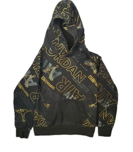 Jordan Youth Holiday Shine Air AOP Pullover Hoodie Black & Gold Boys Med 10-12 - Picture 1 of 8