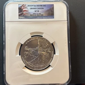 2010 P 5 oz SILVER 25C GRAND CANYON NGC SP70 - Picture 1 of 2