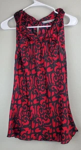 Signature by Larry Levine Damen Medium ärmellose Bluse Tanktop rot schwarz - Bild 1 von 9