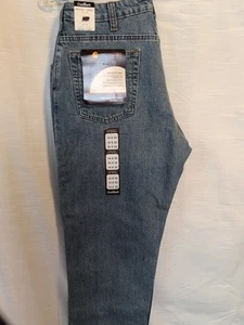 NWT Womens Carhartt Relaxed Fit straight legs Blue Denim Jeans Size 14x32 - Picture 1 of 6