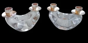 Paire Anciens Bougeoirs 2 Feux Cristal Schneider old  Crystal Candlesticks - Bild 1 von 8