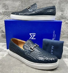 Scarpe da passeggio Marc Nolan uomo taglia 12 mocassini slip on in pelle intrecciata sneakers - Foto 1 di 11
