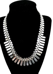 Vintage Sterlingsilber 18" Halsband Latz Halskette 57 g Fransen Spike Statement Boho - Bild 1 von 6
