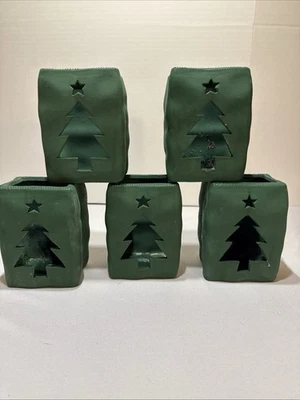 Juego de 5 candelabros votivos de árbol de Navidad/cerámica de colección/años 90/ Foto 1 de 2