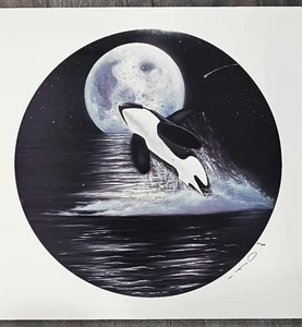 Wyland ORCA MOON Hand Signed 101/500 Killer Whale Art lithograph on paper, COA - Picture 1 of 17