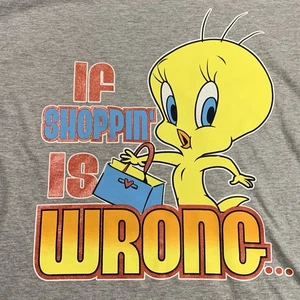 VTG Y2K Womens 4XL Looney Tunes Tweety Bird Gray Short Sleeve Graphic T Shirt - Picture 1 of 9