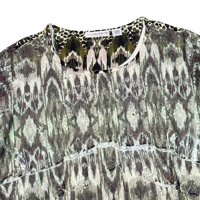 Blusa Sag Harbor Tejida Líquida Elastizada Para Mujer XL Abstracto Estampado Animal Top Artístico Foto 1 de 4