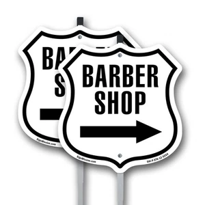 Barber Shop rechter Pfeil Schild geformtes Schild mit Pfahl gefertigt in den USA - Bild 1 von 14