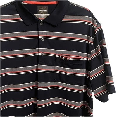 Greg Norman Play Dry Golf Polo Shirt Mens Size Blue & Orange Striped Performance - Image 1 of 4