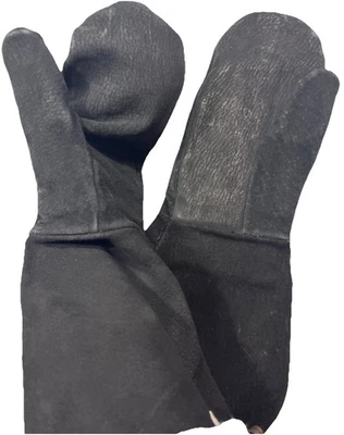 Nuevo GUANTE LARGO CUERO GAMUZA NEGRO CLIMA FRÍO S Forrado Invierno Foto 1 de 4