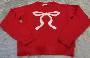 Epic Threads Girls Metalic Printed Bow Sweater, Red Sz-M NWOT - Picture 1 of 4
