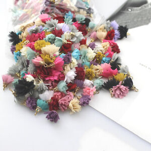 Lot 4pcs chiffon petal tassel DIY Earrings tassels charms pendant Trim Crafts