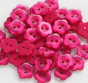 1/2 inch 12.5mm Flower Shape Buttons for Sewing Shirts Hotpink Resin Buttons ... - Picture 1 of 5