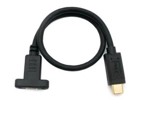 Kabel USB 3.1 30 cm typ C wtyczka do gniazda śruba adapter w kolorze czarnym - Zdjęcie 1 z 4