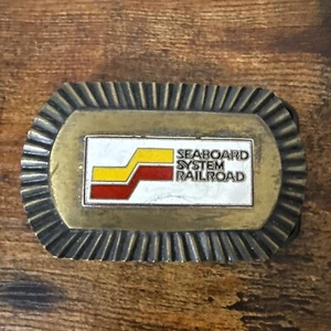 1980s Seaboard System Railroad Belt Buckle 3.5 X 2 Inches Vintage - Picture 1 of 6