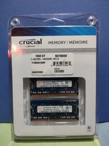 crucial kit de 16 gb 2 x 8 gb ddr3l-1600 sodimm 1,35 V CL9 para portátil Mac - Imagen 1 de 4
