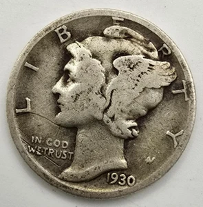 1930 P Mercury Dime Toned F/VF You Grade it! 90% Silver Type Coin Free Ship!! - Picture 1 of 4