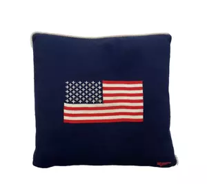 Almohada vintage tejida bandera americana St. John pluma azul plumón 17 x 17 - Imagen 1 de 11