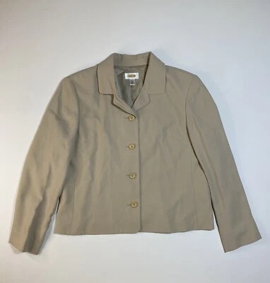 Talbots Womens Jacket Blazer Size 14 Tan Stretch Lined double breasted - Image 1 of 4