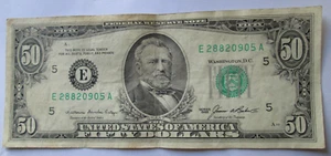 1985 $50 FRN E BLOCK RICHMOND, Va. E28820905A AU CONDITION CIRCULATED - Picture 1 of 3