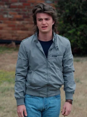 Handmade TV Series Stranger Things Steve Harrington Gray Bomber Jacket - Image 1 of 4