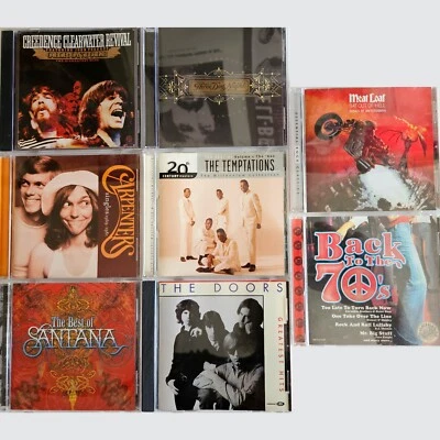 Лот из 8 компакт-дисков #ABB Santana CCR Doors Temptations Carpenters Meat Loaf Three Dog Night - Изображение 1 из 4