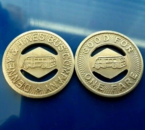 DENNEY & HINES BUS CO Good for 1 Fare MUNCIE INDIANA 1941 Transit token IN660C - Picture 1 of 3