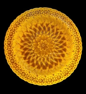 Antiguo plato de tejido de cesta de flores de mayólica victoriana minton alrededor de 1891 - Imagen 1 de 12