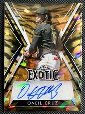 2023 Leaf Exotic Oneil Cruz #'d /5  Crystal Tiger Auto BA-OC1 Pirates