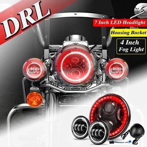 Faro LED para motocicleta de 7 pulgadas con luces antiniebla de 4,5 pulgadas luces de paso DOT SAE - Imagen 1 de 12