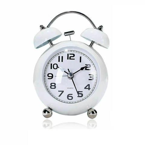 Vintage Extra Loud Alarm Clock Twin Bell Battery Analogy Backlight Bedroom White Cover